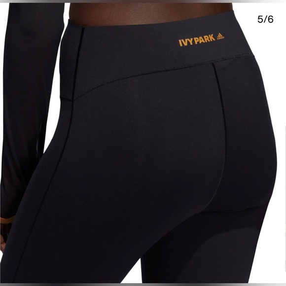 Adidas X Ivy Park Mesh Panel Tights Leggings Size Small Slimming Athletic Gym - Picture 2 of 12